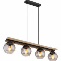 Suspension Verre Fumé-Luminaires Globo Lighting Suspension Globo CONNI Noir, 4 lumières
