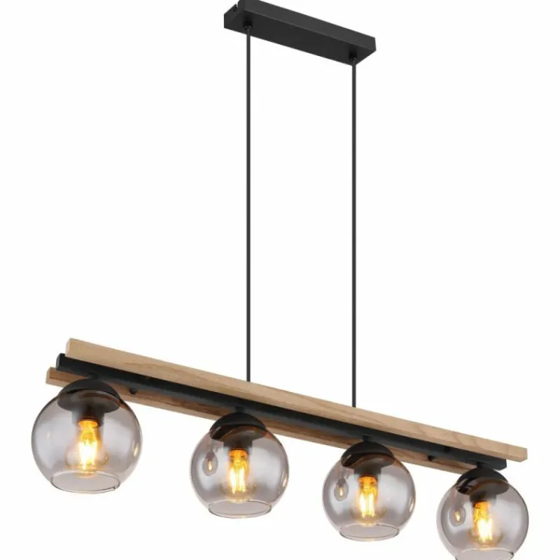 Suspension Verre Fumé-Luminaires Globo Lighting Suspension Globo CONNI Noir, 4 lumières