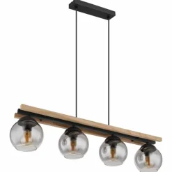 Suspension Verre Fumé-Luminaires Globo Lighting Suspension Globo CONNI Noir, 4 lumières