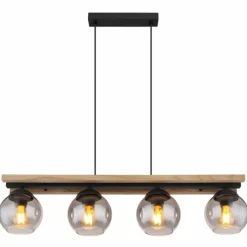 Suspension Verre Fumé-Luminaires Globo Lighting Suspension Globo CONNI Noir, 4 lumières