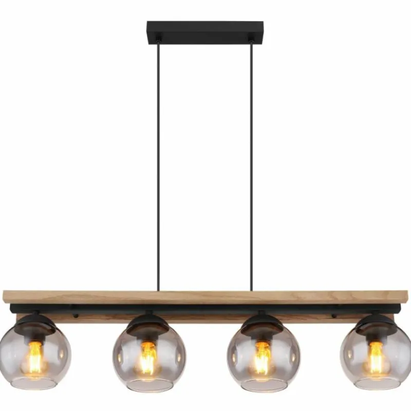 Suspension Verre Fumé-Luminaires Globo Lighting Suspension Globo CONNI Noir, 4 lumières