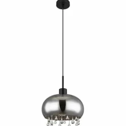 Suspension Verre Fumé-Luminaires Globo Lighting Suspension Globo CORRY Noir, 1 lumière