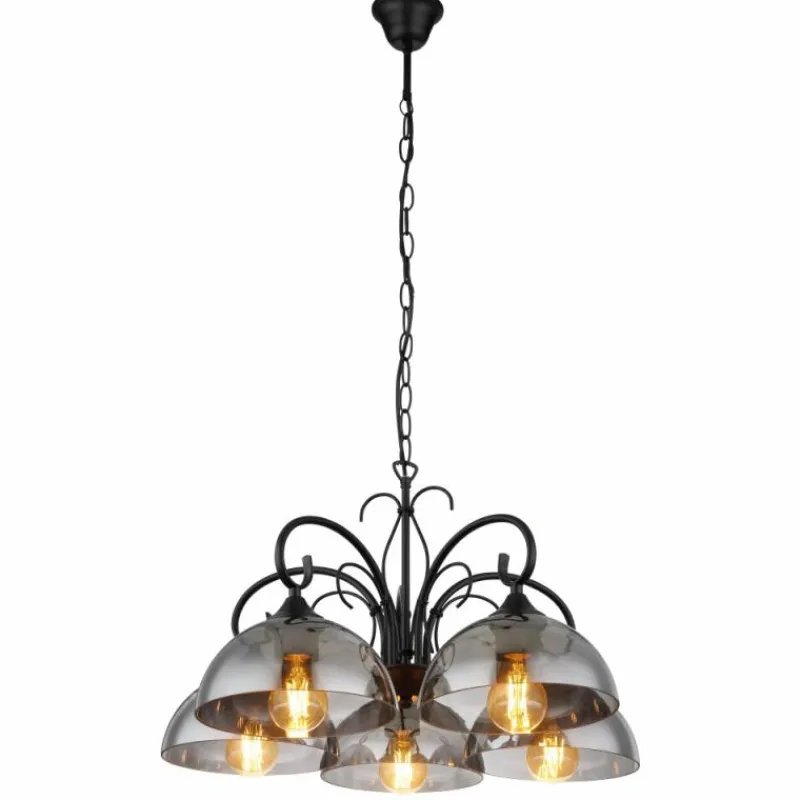Luminaires Antiques-Luminaires Globo Lighting Suspension Globo COTTAGE Noir, 5 lumières
