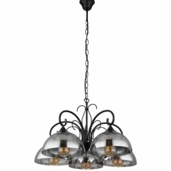 Luminaires Antiques-Luminaires Globo Lighting Suspension Globo COTTAGE Noir, 5 lumières