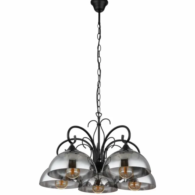 Luminaires Antiques-Luminaires Globo Lighting Suspension Globo COTTAGE Noir, 5 lumières