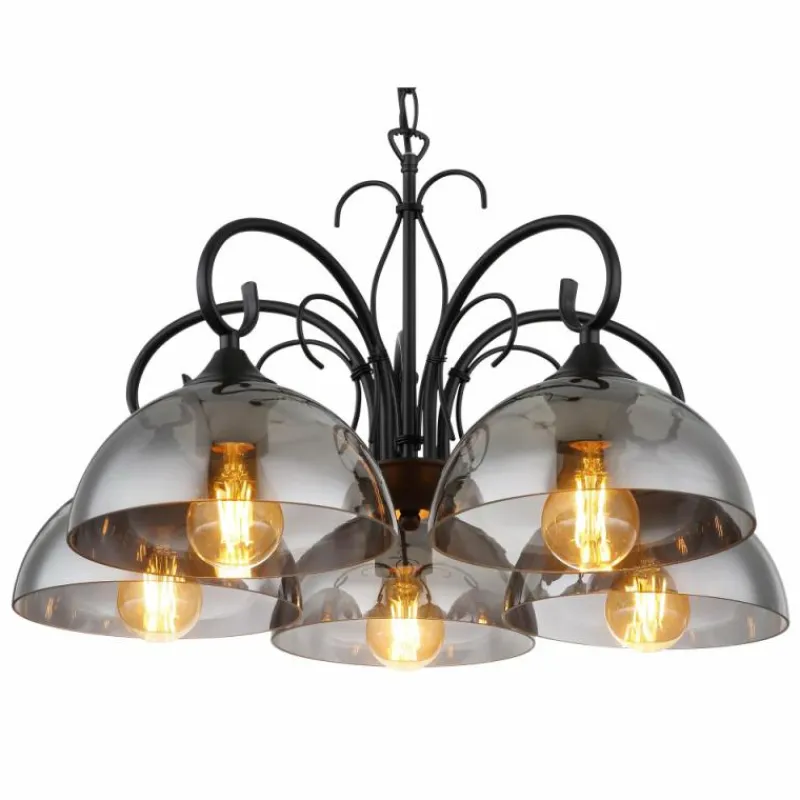 Luminaires Antiques-Luminaires Globo Lighting Suspension Globo COTTAGE Noir, 5 lumières