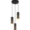 Lampes Dorées-Luminaires Globo Lighting Suspension Globo CROCKY Noir, 3 lumières