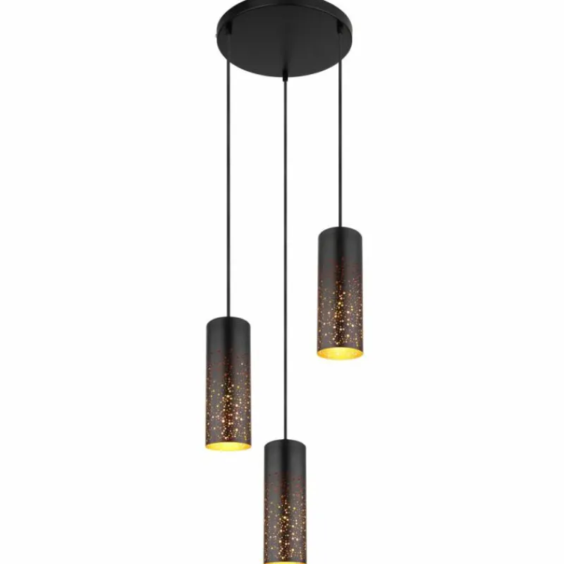 Lampes Dorées-Luminaires Globo Lighting Suspension Globo CROCKY Noir, 3 lumières