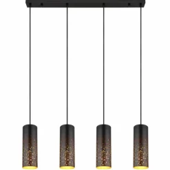 Lampes Dorées-Luminaires Globo Lighting Suspension Globo CROCKY Noir, 4 lumières