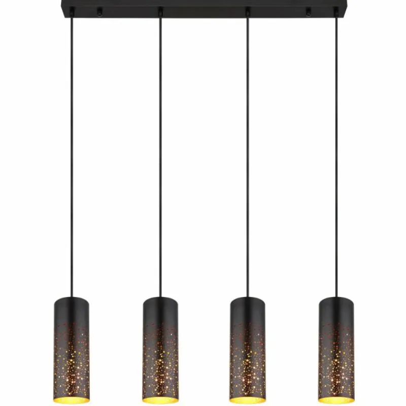 Lampes Dorées-Luminaires Globo Lighting Suspension Globo CROCKY Noir, 4 lumières