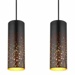 Lampes Dorées-Luminaires Globo Lighting Suspension Globo CROCKY Noir, 4 lumières