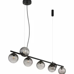 Suspension Verre Fumé-Luminaires Globo Lighting Suspension Globo DALLERTA Noir, 7 lumières