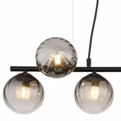 Suspension Verre Fumé-Luminaires Globo Lighting Suspension Globo DALLERTA Noir, 7 lumières