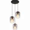 Suspension Verre Fumé-Luminaires Globo Lighting Suspension Globo DARINA Noir, 3 lumières