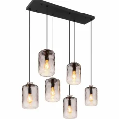 Suspension Verre Fumé-Luminaires Globo Lighting Suspension Globo DARINA Noir, 6 lumières