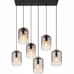Suspension Verre Fumé-Luminaires Globo Lighting Suspension Globo DARINA Noir, 6 lumières