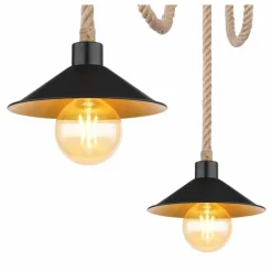 Lampes En Bois-Luminaires Globo Lighting Suspension Globo DIANA Écru, Noir, 3 lumières