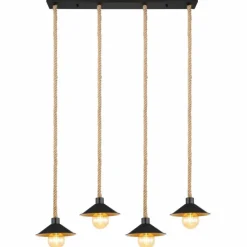 Lampes Vintages & Rétros-Luminaires Globo Lighting Suspension Globo DIANA Écru, Noir, 4 lumières