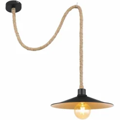 Lampes En Bois-Luminaires Globo Lighting Suspension Globo DIANA Écru, Noir, 1 lumière