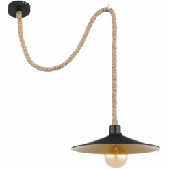 Lampes En Bois-Luminaires Globo Lighting Suspension Globo DIANA Écru, Noir, 1 lumière