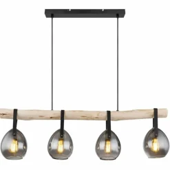 Suspension Verre Fumé-Luminaires Globo Lighting Suspension Globo DIETHILD Noir, 4 lumières