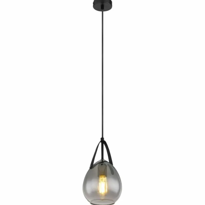 Suspension Verre Fumé-Luminaires Globo Lighting Suspension Globo DIETHILD Noir, 1 lumière