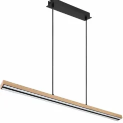 Lampes En Bois-Luminaires Globo Lighting Suspension Globo DORO LED Couleur bois, Noir, 1 lumière