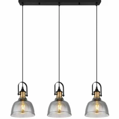 Suspension Verre Fumé-Luminaires Globo Lighting Suspension Globo DOROTHEA Laiton, Noir, 3 lumières