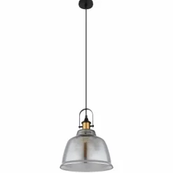 Suspension Verre Fumé-Luminaires Globo Lighting Suspension Globo DOROTHEA Laiton, Noir, 1 lumière