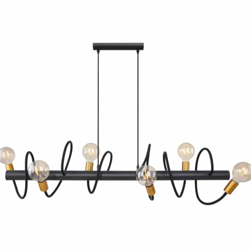 Lampes Dorées-Luminaires Globo Lighting Suspension Globo EDDY Noir, 6 lumières