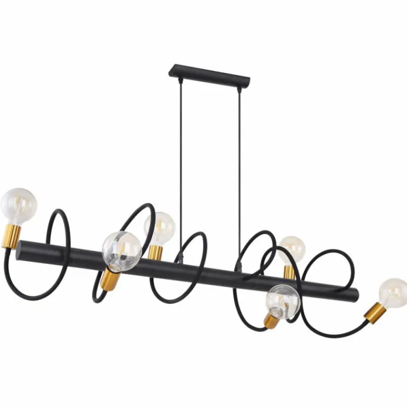 Lampes Dorées-Luminaires Globo Lighting Suspension Globo EDDY Noir, 6 lumières
