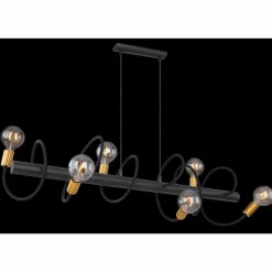 Lampes Dorées-Luminaires Globo Lighting Suspension Globo EDDY Noir, 6 lumières