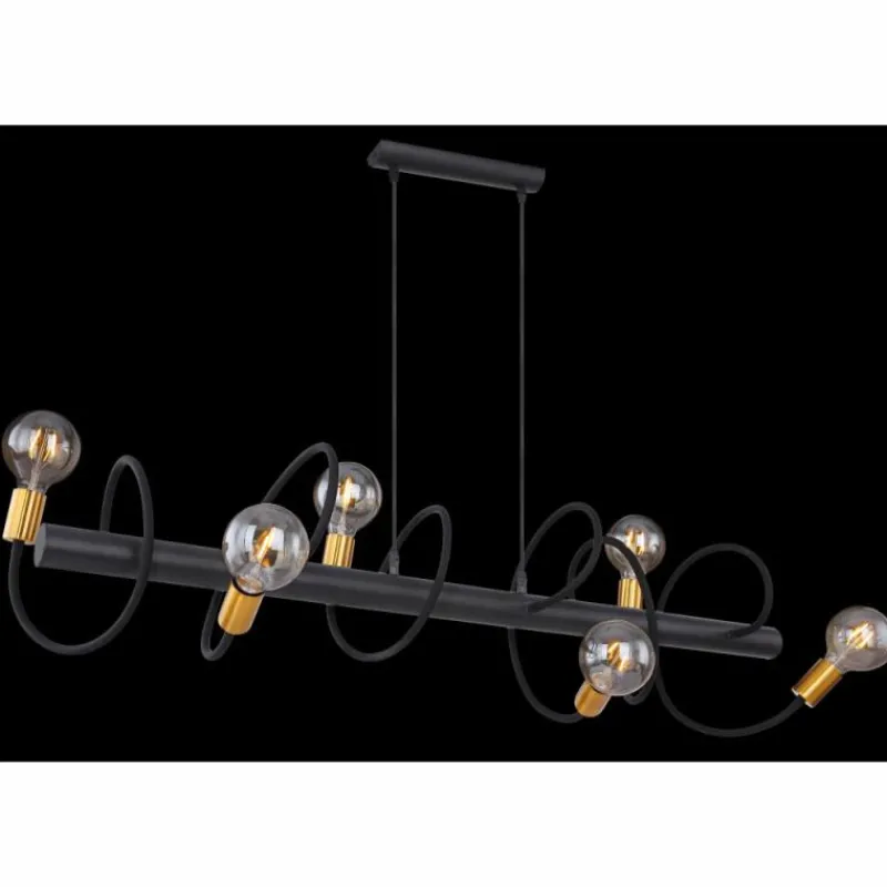 Lampes Dorées-Luminaires Globo Lighting Suspension Globo EDDY Noir, 6 lumières