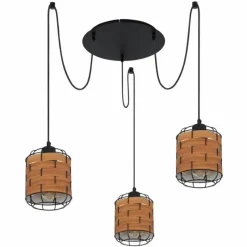 Style Boho-Chic-Luminaires Globo Lighting Suspension Globo ELMAR Noir, 3 lumières