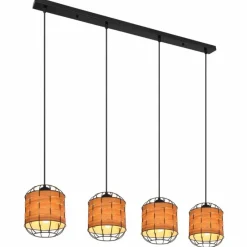 Style Boho-Chic-Luminaires Globo Lighting Suspension Globo ELMAR Noir, 4 lumières