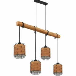 Style Boho-Chic-Luminaires Globo Lighting Suspension Globo ELMAR Noir, 4 lumières