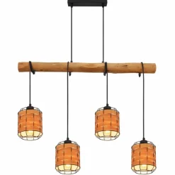 Style Boho-Chic-Luminaires Globo Lighting Suspension Globo ELMAR Noir, 4 lumières