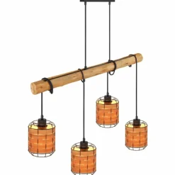 Style Boho-Chic-Luminaires Globo Lighting Suspension Globo ELMAR Noir, 4 lumières