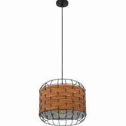 Style Boho-Chic-Luminaires Globo Lighting Suspension Globo ELMAR Noir, 1 lumière