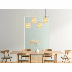 Lampes En Tissu-Luminaires Globo Lighting Suspension Globo ENGELBERT Noir, 4 lumières