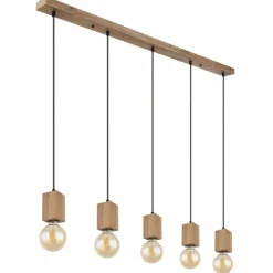 Lampes En Bois-Luminaires Globo Lighting Suspension Globo ERNA Bois clair, Noir, 5 lumières