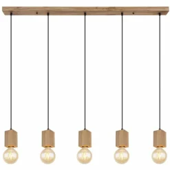 Lampes En Bois-Luminaires Globo Lighting Suspension Globo ERNA Bois clair, Noir, 5 lumières
