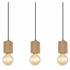 Lampes En Bois-Luminaires Globo Lighting Suspension Globo ERNA Bois clair, Noir, 5 lumières
