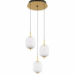Luminaires Globo Lighting Suspension Globo EWALD LED Laiton, 3 lumières