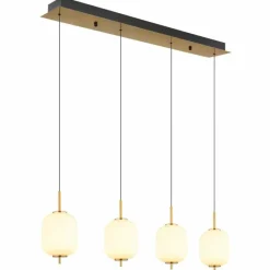 Luminaires Globo Lighting Suspension Globo EWALD LED Laiton, 4 lumières