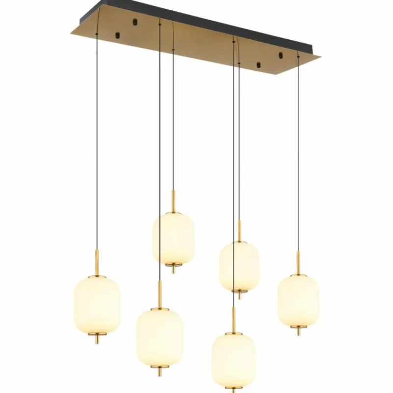 Luminaires Globo Lighting Suspension Globo EWALD LED Laiton, 6 lumières