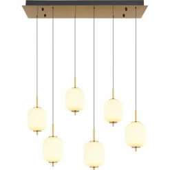 Luminaires Globo Lighting Suspension Globo EWALD LED Laiton, 6 lumières