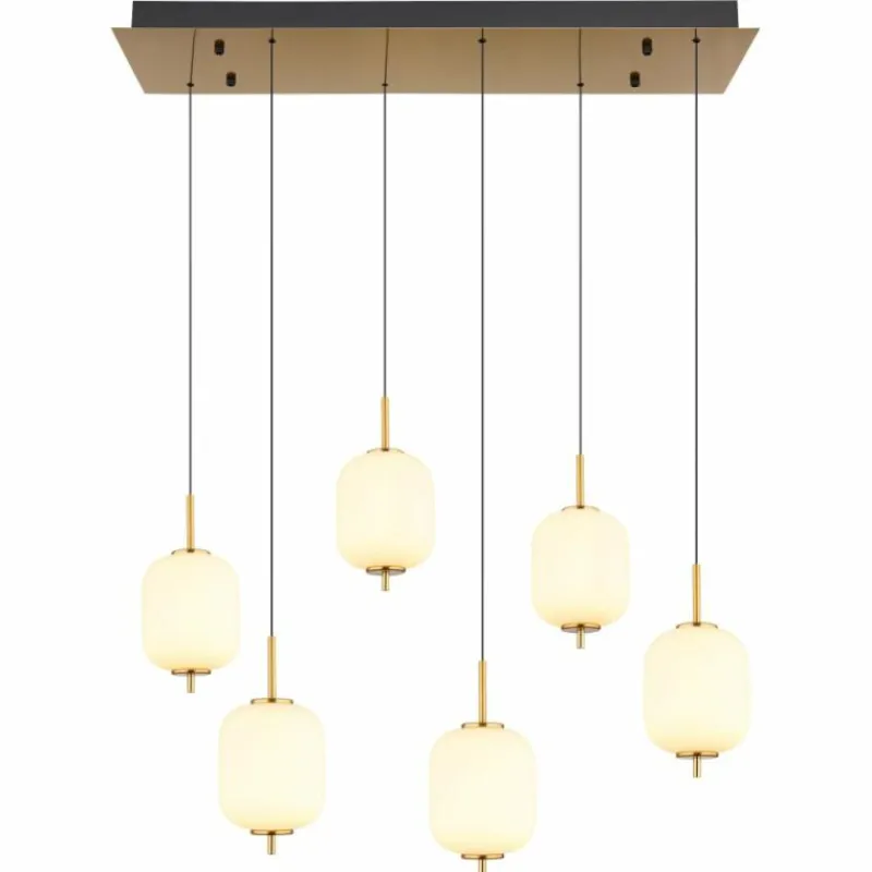 Luminaires Globo Lighting Suspension Globo EWALD LED Laiton, 6 lumières
