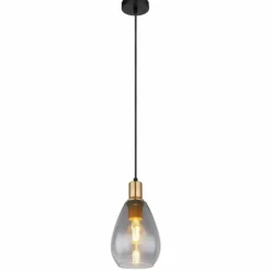 Suspension Verre Fumé-Luminaires Globo Lighting Suspension Globo FANNI Laiton, Noir, 1 lumière