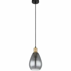 Suspension Verre Fumé-Luminaires Globo Lighting Suspension Globo FANNI Laiton, Noir, 1 lumière